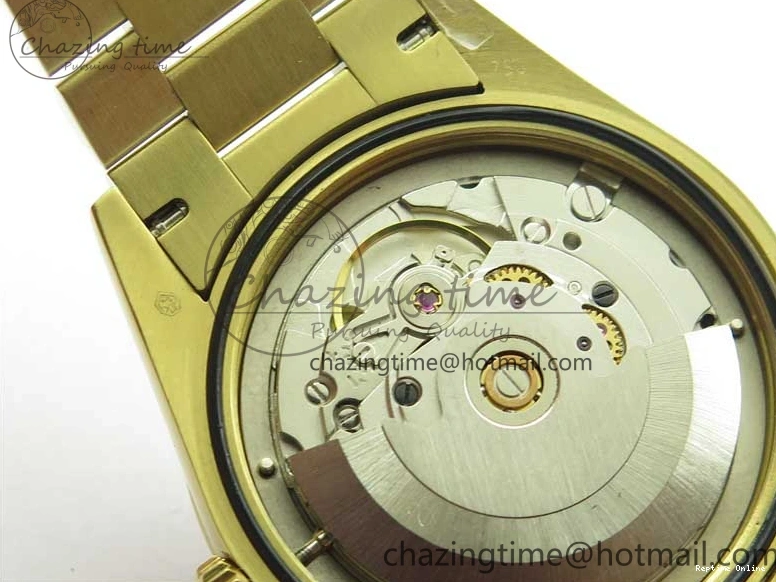 0212 DailyWear Day-Date 36mm 128235 YG Crystal BP Best Edition Silver Crystal Marker Dial on YG President Bracelet A 2676